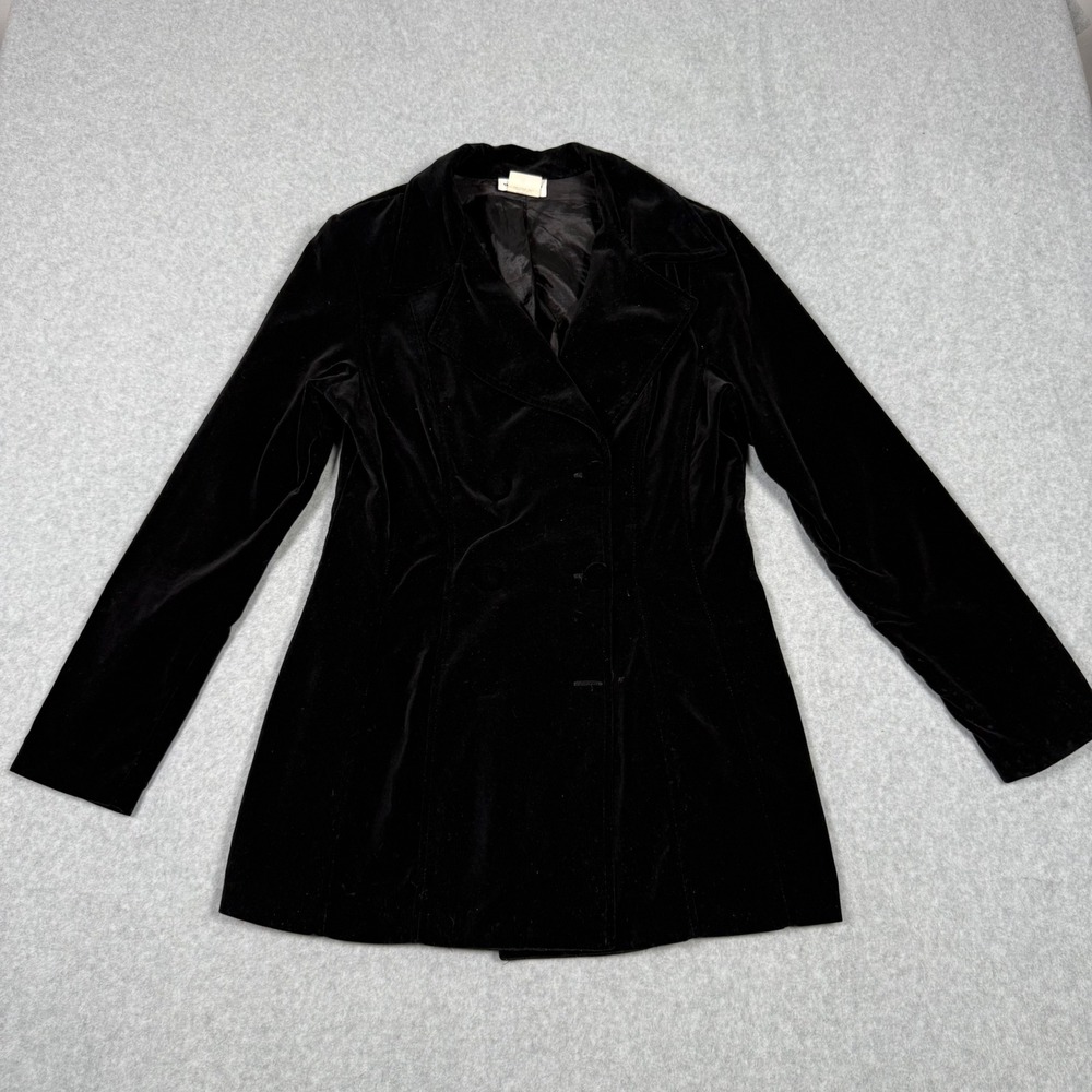 Wrapper Vintage 90s Black Velvet Dark Academia Goth Blazer Jacket USA Large